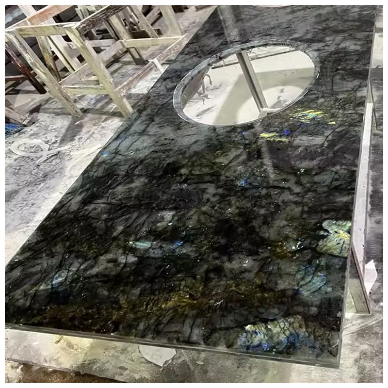 Countertops Ystafell Ymolchi Gwenithfaen Dwbl Sink
