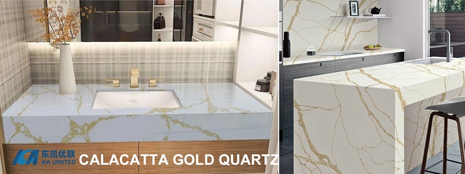 Calacatta Gold Quartz Kitchen and bathroom Countertops Supplier-KA UNITED Calacatta Gold Quartz Kitchen and bathroom Countertops Supplier-KA UNITED