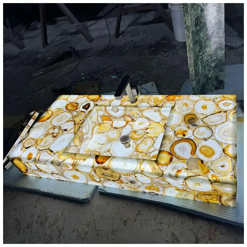 Brown Agate Backlit Vanity Sinks Brown Agate Backlit Vanity Sinks