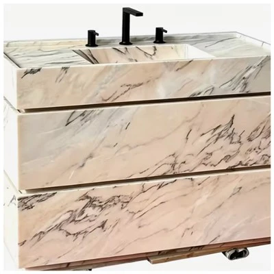 Vanity Ystafell Ymolchi Marmor Pinc Portiwgal