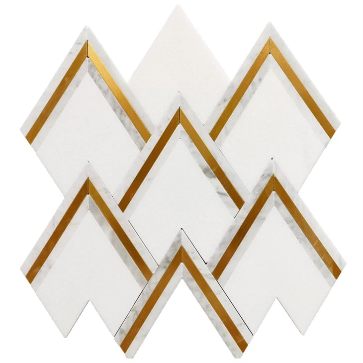 Teils Mosaig Bras Waterjet Marmor Thassos Carrara